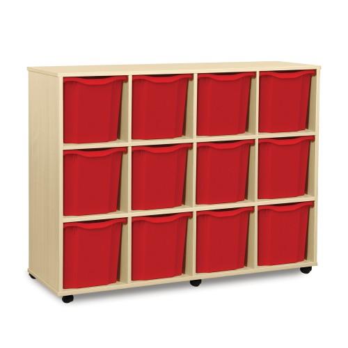Monarch 12 Jumbo Tray Storage Unit - Maple - W1358 x D453 x H1067mm - Classroom storage - Choose tray colours