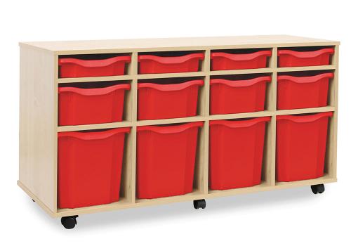 Monarch Combination 12 Tray Storage Unit – Maple – W1358 x D453 x H707 – Classroom Storage – Choose Tray Colours