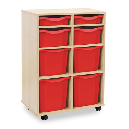 Monarch Combination 8 Tray Storage Unit – Maple – W700 x D453 x H967 – Classroom Storage – Choose Tray Colours