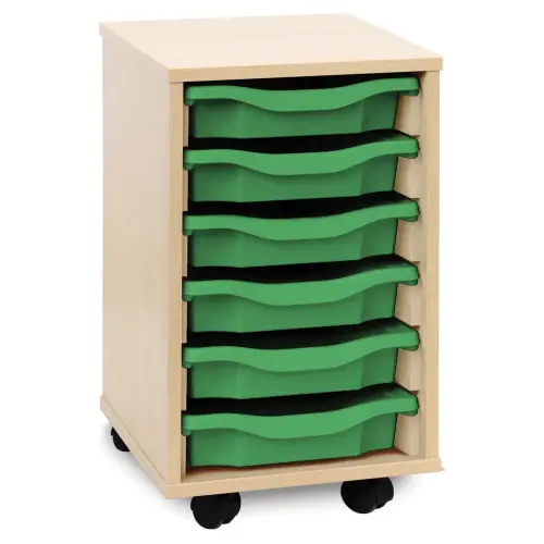 Monarch 6 Shallow Tray Storage Unit - Maple - W360 x D453 x H617mm - Classroom storage - choose tray colours