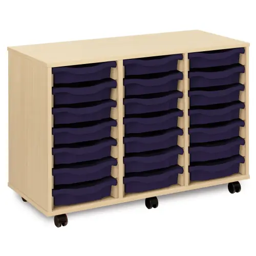 Monarch 21 Shallow Tray Storage Unit - Maple - W1030 x D453 x H703mm - Classroom storage - choose tray colours