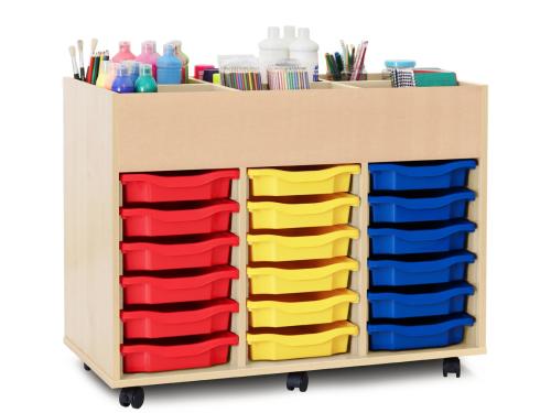Monarch 6 Bay Mobile Kinderbox – Classroom Book Storage Maple finish