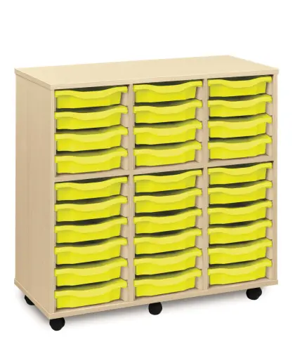 Monarch 30 Shallow Tray Storage Unit - Maple - W1030 x D453 x H979mm - Classroom storage - choose tray colours