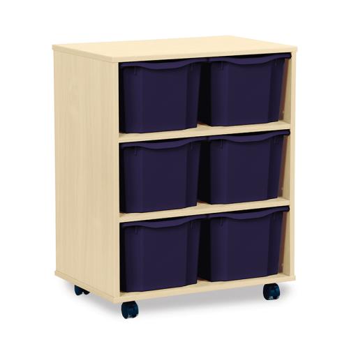 Monarch 6 Extra Deep Tray Storage Unit - Maple - W700 x D453 x H857mm - Classroom storage - Choose tray colours