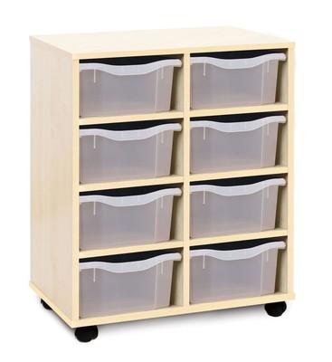 Monarch 8 Deep Tray Storage Unit - Maple - W700 x D453 x H835mm - Classroom storage - Choose tray colours