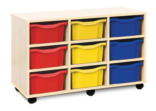 Monarch 9 Deep Tray Storage Unit - Maple - W1030 x D453 x H647mm - Classroom storage - Choose tray colours