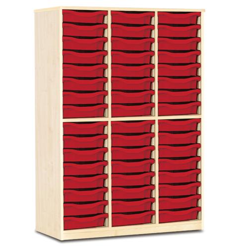 Monarch 48 Tray Open Storage Cupboard – Shallow Trays – Maple – Classroom Storage – Choose Tray Colours