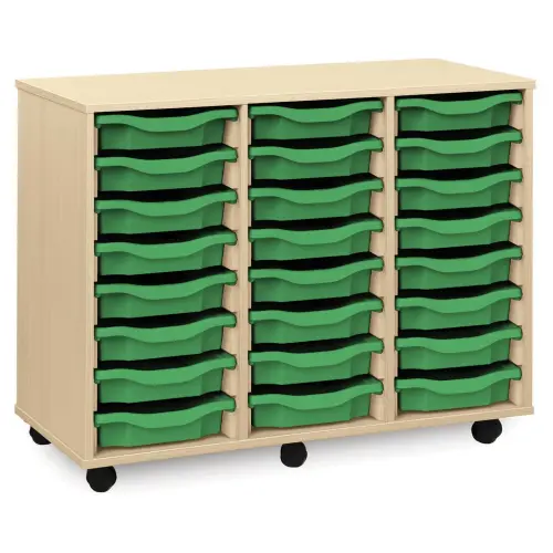Monarch 24 Shallow Tray Storage Unit - Maple - W1030 x D453 x H789mm - Classroom storage - choose tray colours