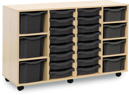 Monarch Combination 23 Tray Storage Unit – Maple – W1358 x D453 x H842 – Classroom Storage – Choose Tray Colours