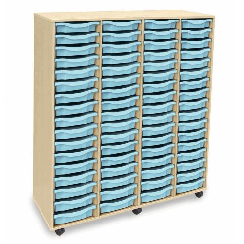 Monarch 64 Shallow Tray Storage Unit - Maple - W1358 x D462 x H1477mm - Classroom storage - choose tray colours