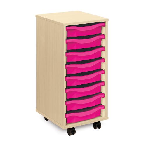 Monarch 8 Shallow Tray Storage Unit - Maple - W360 x D453 x H789mm - Classroom storage - choose tray colours