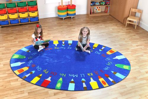 Kit For Kids Rainbow\u2122 Oval Pencils Alphabet Carpet
