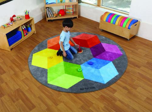 Kit For Kids Rainbow\u2122 Rainbow Circular Polygon Carpet