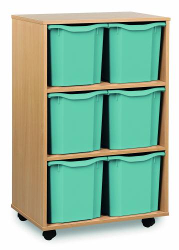 Monarch 6 Jumbo Tray Storage Unit - Beech - W700 x D453 x H1067mm - Classroom storage - Choose tray colours