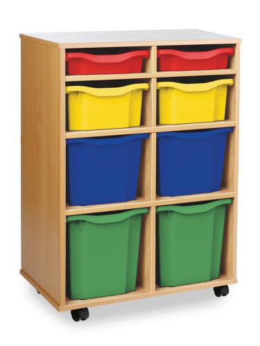 Monarch Combination 8 Tray Storage Unit – Beech – W700 x D453 x H967 – Classroom Storage – Choose Tray Colours