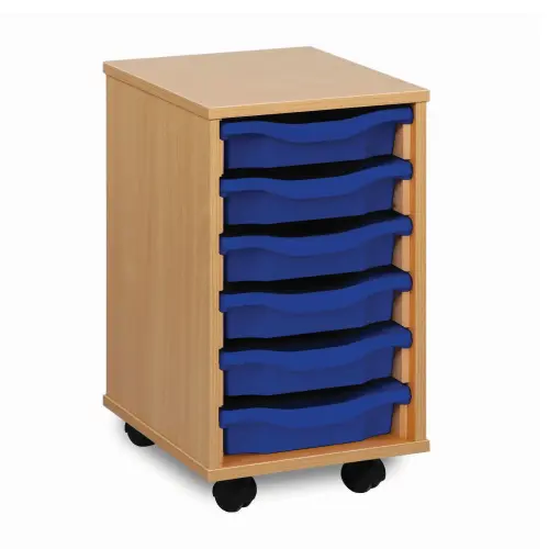 Monarch 6 Shallow Tray Storage Unit - beech - W360 x D453 x H617mm - Classroom storage - choose tray colours