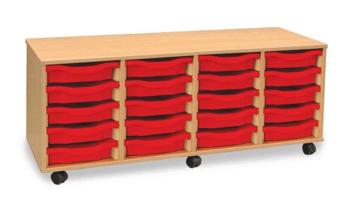 Monarch 20 Shallow Tray Storage Unit - Beech - W1358 x D462 x H531mm - Classroom storage - choose tray colours