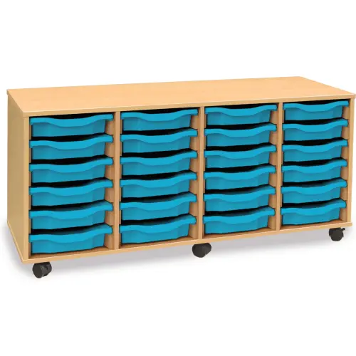 Monarch 24 Shallow Tray Storage Unit - Maple - W1358 x D462 x H617mm - Classroom storage - choose tray colours