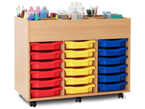 Monarch 6 Bay Mobile Kinderbox – Classroom Book Storage Beech finish
