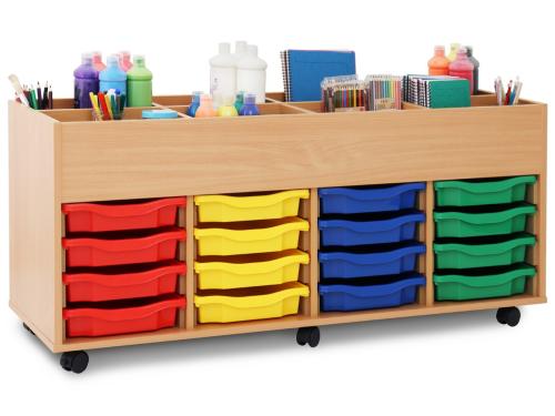 Monarch 8 Bay Mobile Kinderbox – Classroom Book Storage Beech finish
