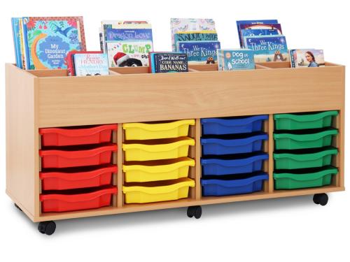 Monarch 8 Bay Mobile Kinderbox – Classroom Book Storage Maple finish