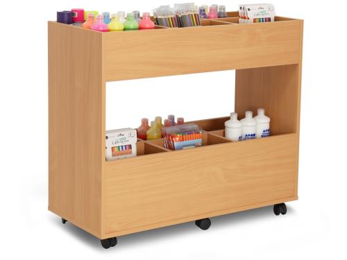 Monarch 12 Bay Mobile Double Decker Kinderbox in beech – Classroom Book Storage