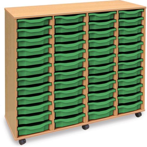 Monarch 48 Shallow Tray Storage Unit - Beech - W1358 x D462 x H1133mm - Classroom storage - choose tray colours