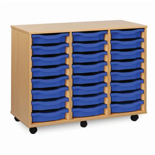 Monarch 24 Shallow Tray Storage Unit - Beech - W1030 x D453 x H789mm - Classroom storage - choose tray colours