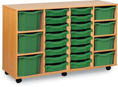 Monarch Combination 23 Tray Storage Unit – Beech – W1358 x D453 x H842 – Classroom Storage – Choose Tray Colours