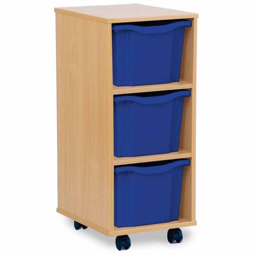 Monarch 3 Extra Deep Tray Storage Unit - Beech - W360 x D453 x H857mm - Classroom storage - Choose tray colours