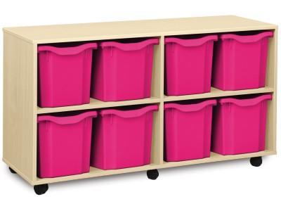 Monarch 8 Jumbo Tray Storage Unit - Maple - W1358 x D453 x H739mm - Classroom storage - Choose tray colours