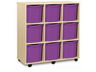 Monarch 9 Jumbo Tray Storage Unit - Maple - W1030 x D453 x H1067mm - Classroom storage - Choose tray colours