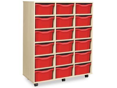 Monarch 18 Deep Tray Storage Unit - Maple - W1030 x D453 x H1210mm - Classroom storage - Choose tray colours