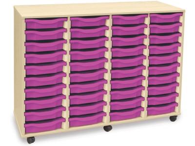 Monarch 40 Shallow Tray Storage Unit - Maple - W1358 x D462 x H961mm - Classroom storage - choose tray colours