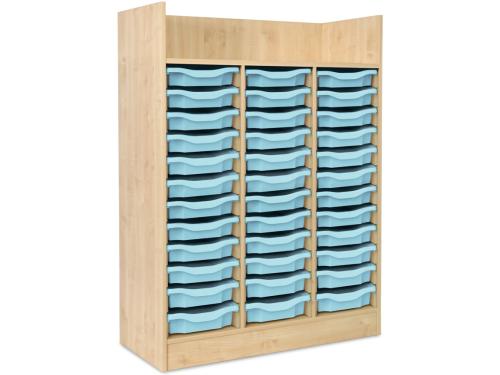 Monarch 36 Shallow Tray Storage Unit with Top Shelf in Maple – Classroom Storage