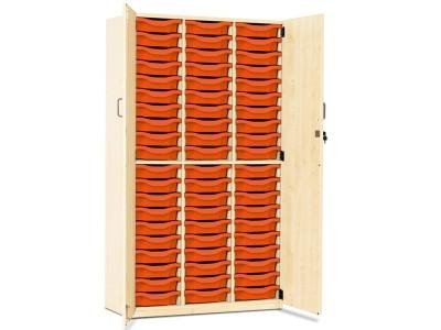 Monarch 60 Tray Storage Cupboard with Locking Doors – Shallow Trays – Maple – Classroom Storage – Choose Tray Colours w1030 x D485 x H1468mm