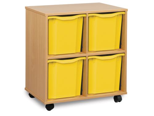 Monarch 4 Jumbo Tray Storage Unit - Beech - W700 x D453 x H739mm - Classroom storage - Choose tray colours