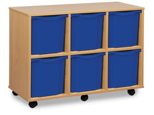 Monarch 6 Jumbo Tray Storage Unit - Beech - W1030 x D453 x H739mm - Classroom storage - Choose tray colours
