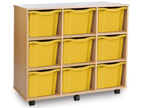 Monarch 9 Extra Deep Tray Storage Unit - Beech - W1030 x D453 x H857mm - Classroom storage - Choose tray colours