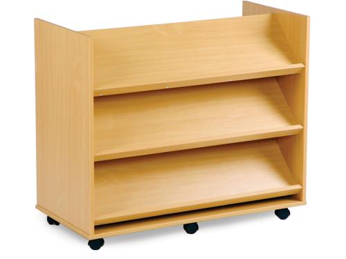 Monarch Double-Sided Library Unit – 3 Angled Shelves Each Side – Mobile on Castors – Beech – W1040 x D502 x H883mm