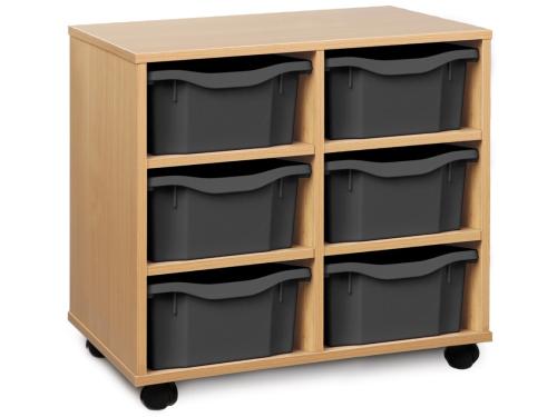 Monarch 6 Deep Tray Storage Unit - Beech - W700 x D453 x H647mm - Classroom storage - Choose tray colours
