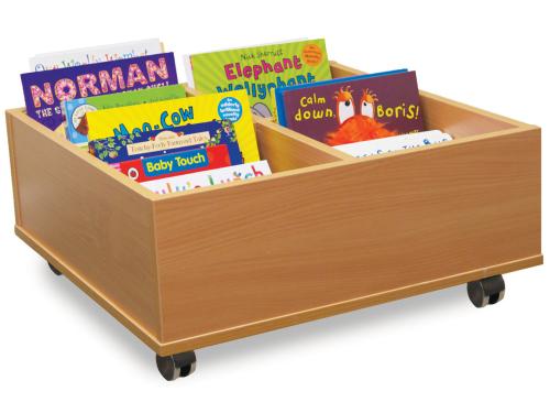 Monarch 4 Bay Mobile Kinderbox – Classroom Book Storage - beech