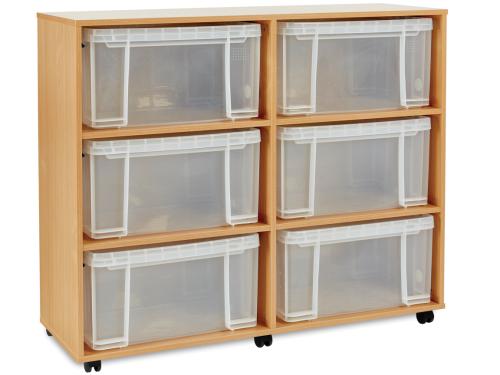 Monarch Really Useful Box Storage Unit - Beech – Classroom Storage 6 x 48 litre boxes included