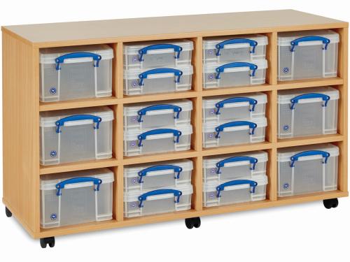 Monarch Really Useful Box Storage Unit – Classroom Storage - 12 x 4 litre & 6 x 9 lire boxes included