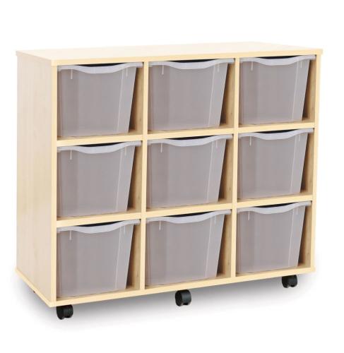 Monarch 9 Extra Deep Tray Storage Unit - Maple - W1030 x D453 x H857mm - Classroom storage - Choose tray colours
