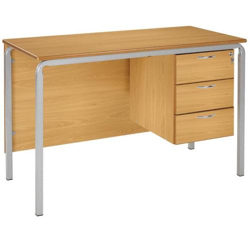 Standard Teacher Desk – 1200 × 600mm with 3 Drawer Pedestal (Grey Frame)