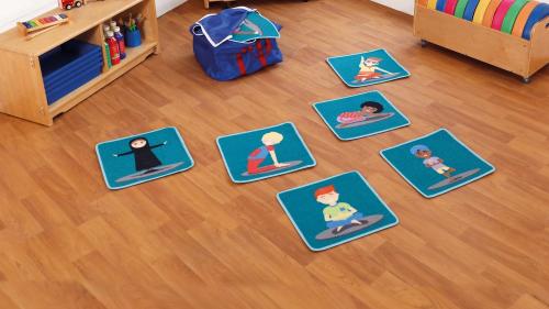 Kit For Kids Yoga Position Indoor/Outdoor Mini placement Carpets with Holdall