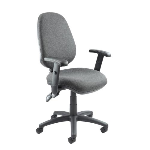 Hetherington’s Core Operator Chair with Height Adjustable Arms – Charcoal Fabric