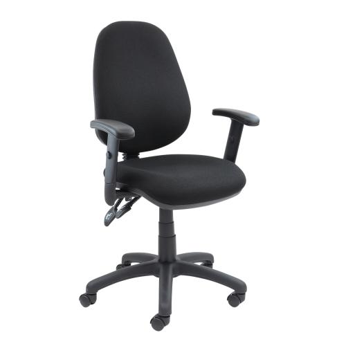 Hetherington’s Core Operator Chair with Height Adjustable Arms – Black Fabric