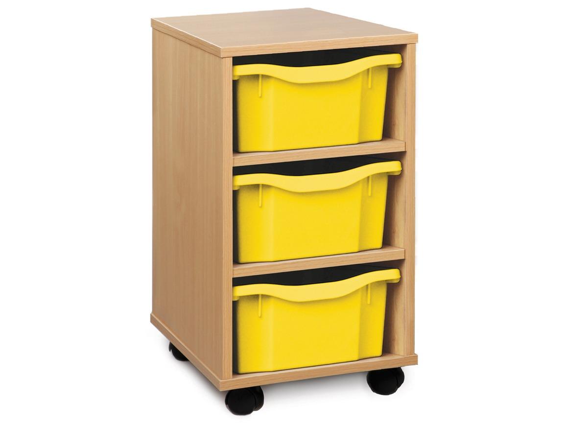 Monarch 3 Deep Tray Storage Unit in beech choice of tray colours